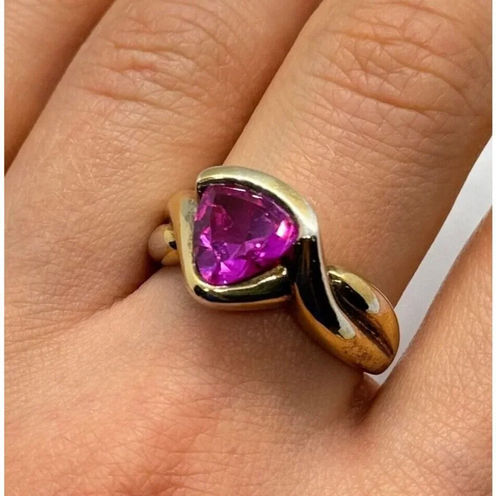 925 STERLING SILVER PINK TOPAZ RING SIZE 9